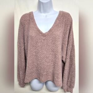 Jolie Soft Stretch Oversized Boxy Sweater Drop Sleeves V Neck M